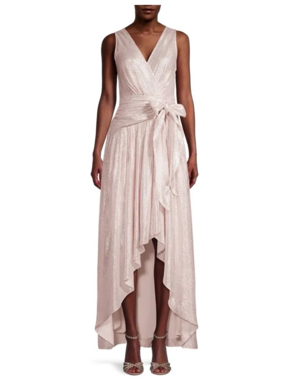 Ramy Brook Metallic Pink Callie High-Low Midi Dress Cocktail Dress Evening Gown